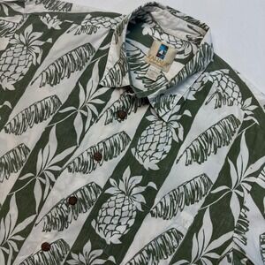KAHALA Mens XXL Hawaiian Shirt Pineapple Tropical Leaf Button Up 100% Cotton